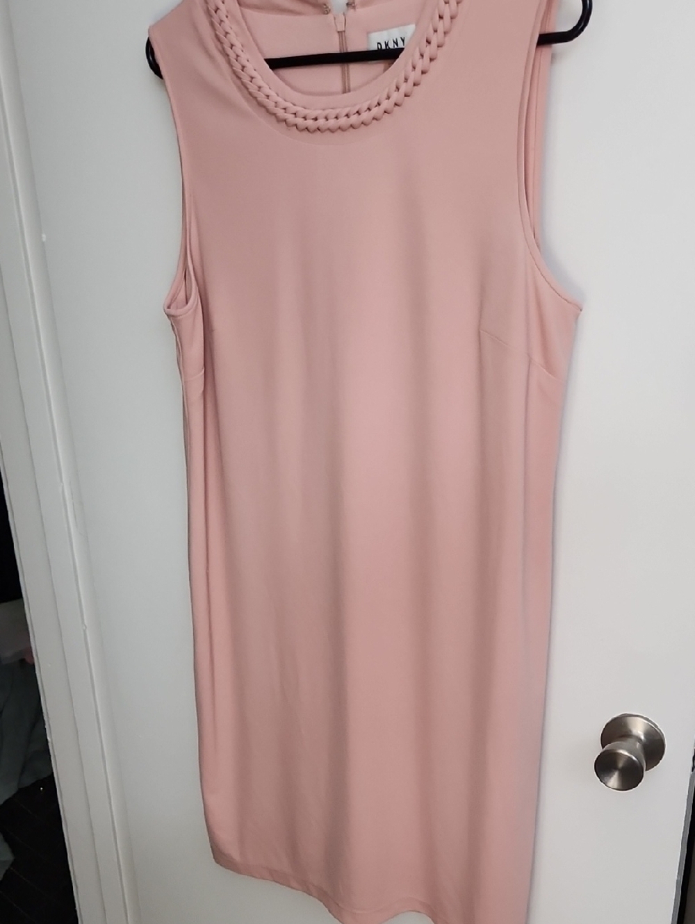 Dkny Sleeveless Braided-Neck Sheath Dress in Blush Pink